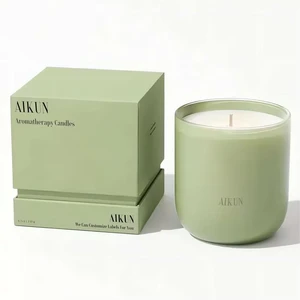 AIKUN Customized Box Design Large Strong Scented Oil Candle Home Decoration Custom Soy Wax Glass Jar Scented Candle