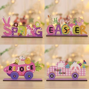 Cross-border New Wooden Creative DIY Easter Egg Rabbit Desktop Ornaments Thanksgiving Decorations