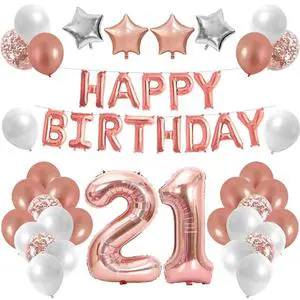 Rose Gold Happy Birthday Balloons Kids Adults Birthday Party Supplies Layout Anniversary Decoration Foil Latex Balloons