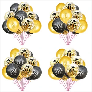 15pcs Combination Latex Balloon Set for Adults' Birthday Party 16 18 21 30 40 50 60 70 80 90 Year Old Decorations