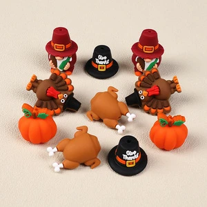 New Arrival Thanksgiving Turkey 3D Silicone Resin Beads Straight Hole DIY Children's Necklace Decorations Rubber Products
