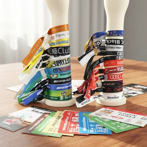 Free Design Custom Personalized Thermal Transfer Woven Fabric Cloth Wristbands