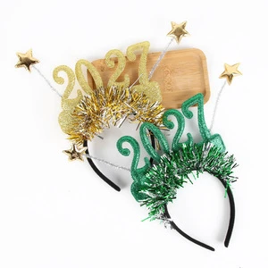 Christmas 2027 Digital Handmade PC Material Star Colorful Stripe New Years Eve New Year Decorative Headband Holiday Party