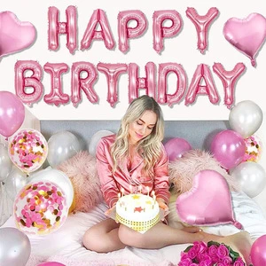 New Rose Gold Confetti Adult Balloons Supplies Disposable Paper Birthday Party Decorations Happy Birthday Balloon Set Letter
