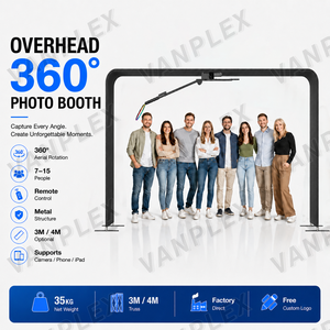 Overhead 360 Photo Booth Machine Heavy-Duty Aluminum Alloy Wireless Remote Control Slow Motion Video for Wedding Party Event