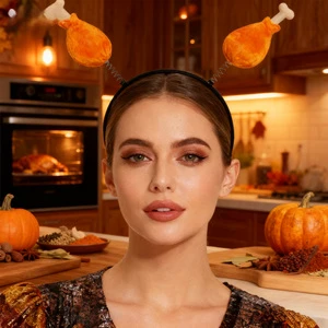 PESENAR Thanksgiving Festival Party Thanksgiving Costume and Outfit Thanksgiving headband Turkey Leg style headband