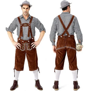 3pcs/set Adult Oktoberfest Lederhosen Costume Bavarian Octoberfest German Festival Beer Male Cosplay for Halloween TV Movie