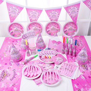 Happy Birthday Set Party Set Party Supplies and Decorations for pink Princess