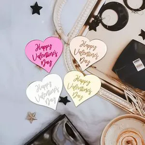 wholesale customized Happy Valentine's Day gold pink red acrylic love cake toppers