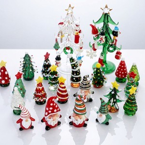 Christmas Glass Ornaments Lampworking Christmas Tree Santa Claus Creative Home Cartoon Mini Desktop And Car Decorations