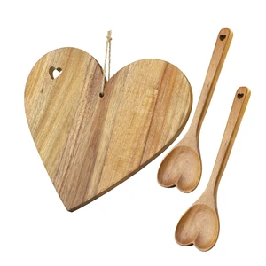 Valentine's Day Acacia Wood Mini Charcuterie Board Cutting Wooden Heart Cutting Boards And Wooden Spoons
