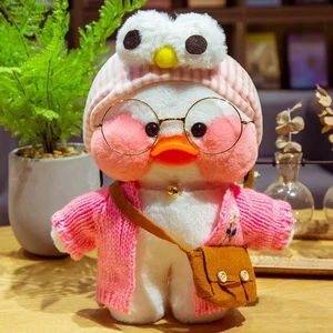 Lalafanfan Cafe Mimi Duck Plush Toy Cute Soft Stuffed Animal Cartoon Bird Headband Washed Stress Relief Gift for Kids Birthday