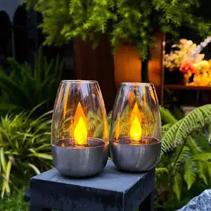 Solar LED Candle Lights With Flickering Flame Effect Waterproof Plastic Lanterns For Outdoor Garden Patio Balcony Wedding Home