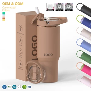 Custom Logo 20oz 24oz 32oz 40oz Flip Straw Tumbler Portable Travel Mug Stainless Steel Vaccum Insulated Tumbler With Handle