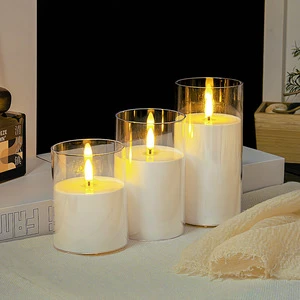 White Luxury Battery Powered Plastic Cylinder Vase Transparent Hurricane Candle Holder Easter Thanksgiving Graduation Wedding