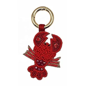 Handmade Animal Style Glass Beaded Lobster Bag Charm Keychain with Embroidery for Birthday & Anniversary Gifts