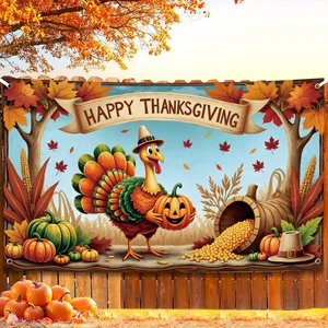 Wholesale Happy Thanksgiving Banner 6x3.6ft Polyester Lightweight Digital Printing Autumn Flamingo Photo Background Banner
