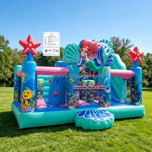 Commercial Inflatable Meerjungfrau Jumping Castle Slide Combo Bouncy Castle Ocean Mermaid Inflatable Bounce House With Blower