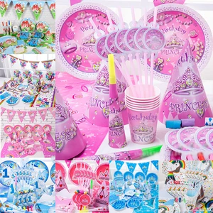 New Style Kid's Birthday Party Supplies Disposable Tableware Sets Themed Party Decoration Disposable Tableware Set