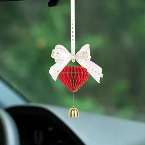 Eco-friendly valentine's day paper honeycomb heart with bell magnets closure saint valentine's day supplies