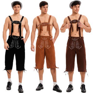 Custom Logo Plus Size Breathable Men Lederhosen Suit High Quality Cowhide Leather OEM Private Label Bavarian Oktoberfest
