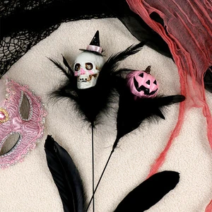 Hot Selling Halloween Feather Skeleton Pumpkin Branch Bouquet Creative Home Party Decoration