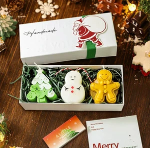 Handmade Christmas Tree and Reindeer-shaped Scented Candles, Creative Gift Box Holiday Decorations