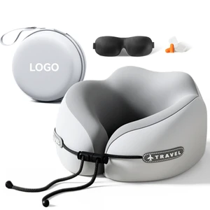 Custom Logo U-Shaped Memory Foam Neck Pillow With EVA Box Portable Folding Colorful Cooling Travel Pillow For Airplane Car