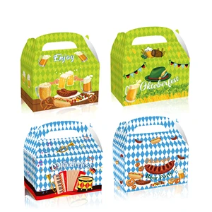 DD360 Oktoberfest Treat Gift Boxes Candy Goodie Cardboard Box with Handles for German Beer Festival Theme Party Supplies Favors