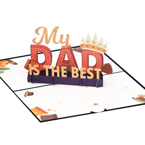 Creative Fathers Day 3D Pop up Greeting Card Happy Father Festival Blessing Paper Gift Card DAD Gift with Envelope