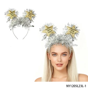 PESENAR Silver and Gold Star Colored bar Decoration for New Year Themed Headband, Shining Style