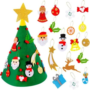 Custom 3D Felt Christmas Tree DIY Decorations Cone Felt Christmas Tree With Christmas Ornament