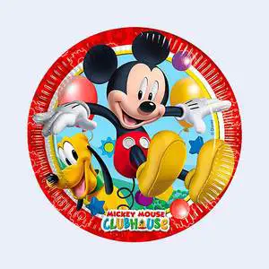 Party Love Mickey Mouse Clubhouse Children's Paper Disposable Round Plates 19.5cm 6 Pcs Made in China Set