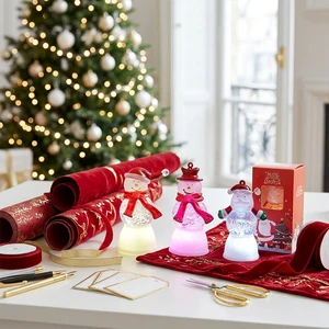 Hot Sale Christmas Ornament Decoration for House Table Decor Children Gifts Santa Claus and Snowman Shaped Christmas Night Lamp