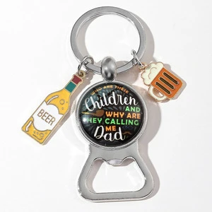 Metal Bottle Opener Keychain Portable Beer Bottle Opener Can Car Key Holder Chain Father's Day Gift Dad Keychain