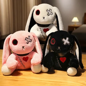 ROXGOCT RT-215 Cute Creepy Goth Bunny Spooky Christmas Stuffed Animal Plush Toy With Mesh Lining For Horror Fans