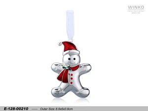 Winko XMAS ORN Christmas Ornament Hanging Decoration Gingerbread Man Decoration Ornament, Sil Pl/Lacq.