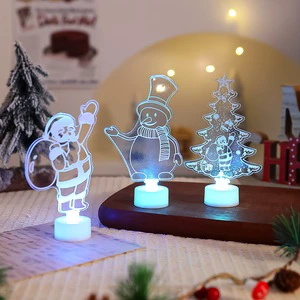 New Product Christmas Decoration Colorful Luminous Acrylic Christmas Tree Ornaments Santa Claus Night Lights Christmas Gifts