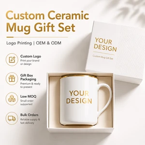 Custom Logo Ceramic Mug Gift Set OEM ODM White Coffee Cup With Luxury Gift Box For Corporate Gifts Bulk Wholesale