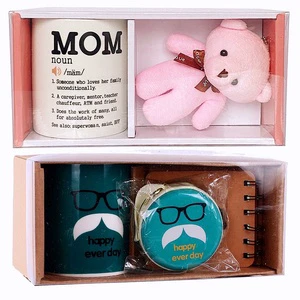 Wholesale Customized Festival Holiday Item Promotional Ceramic Gift Mug Fathers Mothers Day Gift Set with PVC Cover