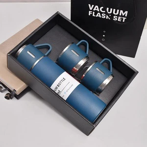Wholesale 304 Stainless Steel Tumbler Water Bottle Sets Vacuum Insulated Cup with Three Lids Creative Gift Box Set Business Use
