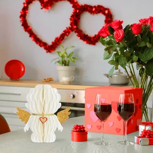 Eco-friendly valentine's day paper honeycomb cupid dolls with magnets saint valentine's day supplies