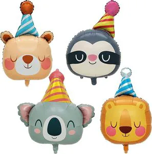 Wholesale 4 Lion Bear Koala Sloth Foil Balloons Baby Shower Birthday Party Supplies Children's Jungle Theme Decoration Wildlife