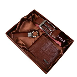 Luxury Men's Business Gift Set-Leather Wallet Belt & Keychain 3Pcs for Husband/Father Birthday & Valentine's Day