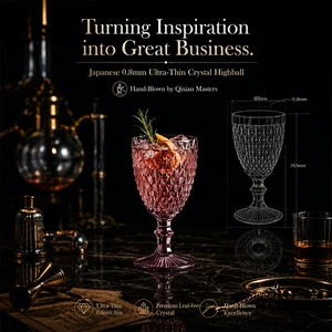Vintage Embossed Lead Free Crystal Goblet Thick Stem Diamond Pattern Luxury Water Wine Chalice For Wedding Rental