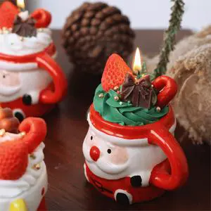 Handmade Christmas Novelty Candle Organic Aroma Soy Xmas Ornament Candle with Santa Boot Ceramic Cup