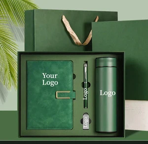 High Quality Corporate Gift Set Notebook with Pen and Flask for Business Gifts