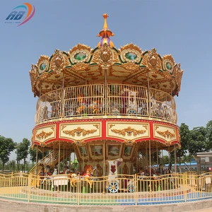 Carnival Rides Funny Amusement Park Rides Double Decker Merry Go Round Electric Carousel For Sale