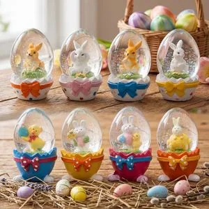 Easter Glass Bunny Egg Figurine Easter Products Miniature Cartoon Desktop Decorations