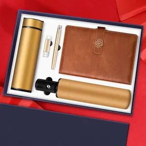 Mother's Day Gift Ideas, Notebook Vacuum Flask Pen Umbrella USB Flash Disk Gift Set Appreciation Gift Set for Employees/